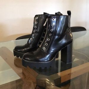 Zara track sole water proof stack heel boots